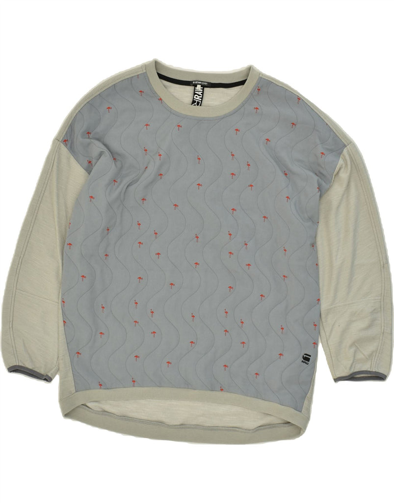 G-STAR Womens Sweatshirt Jumper UK 18 XL Grey Colourblock Cotton | Vintage G-Star | Thrift | Second-Hand G-Star | Used Clothing | Messina Hembry 