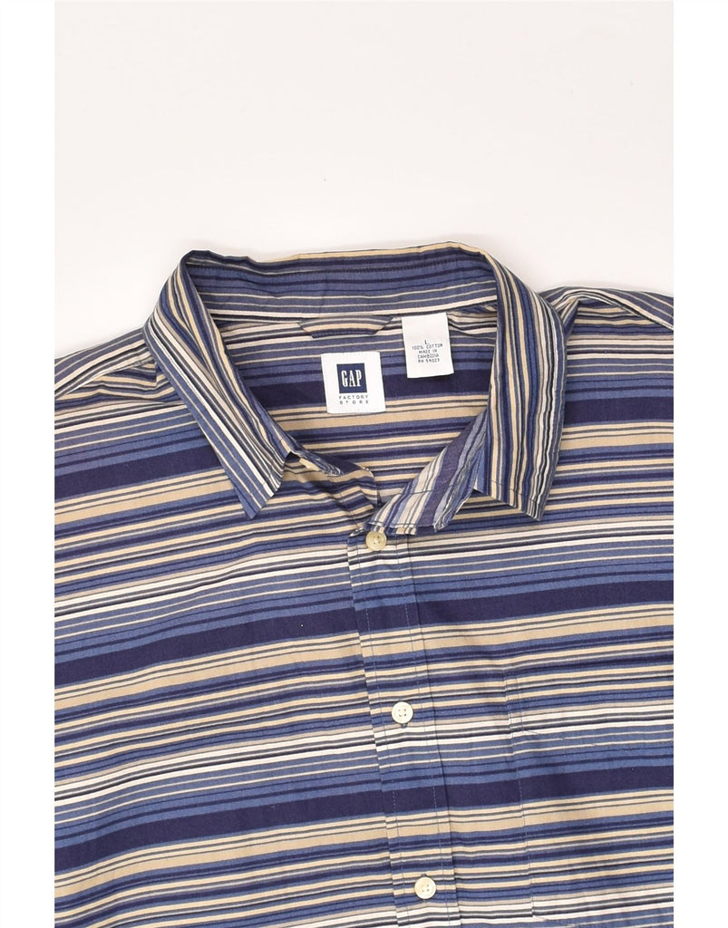 GAP Mens Short Sleeve Shirt Large Blue Striped Cotton | Vintage Gap | Thrift | Second-Hand Gap | Used Clothing | Messina Hembry 