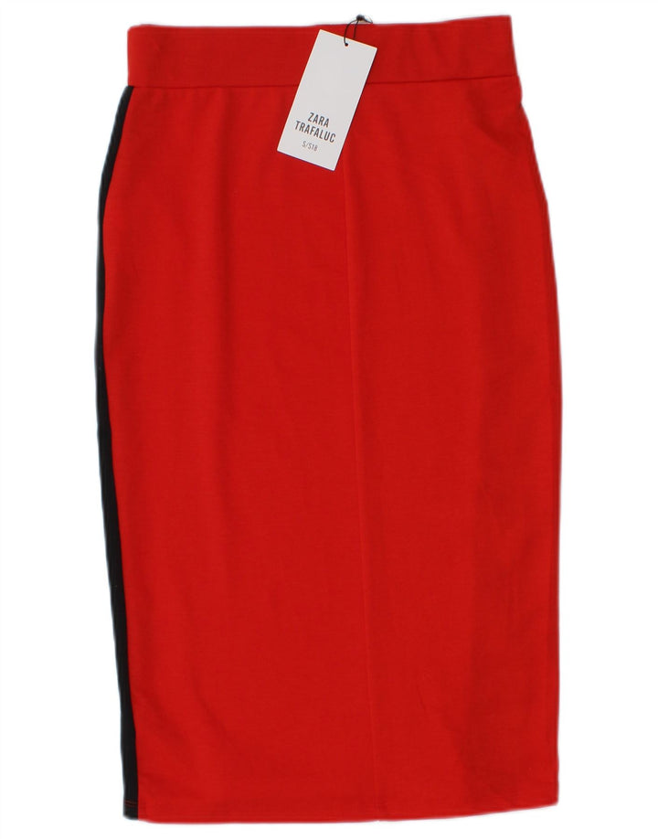 Zara Womens Trafaluc Pencil Skirt Small W26  Red Colourblock Polyester