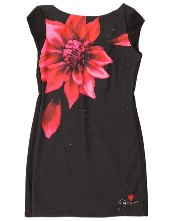 Desigual Womens Sheath Dress UK 12 Medium Black Floral
