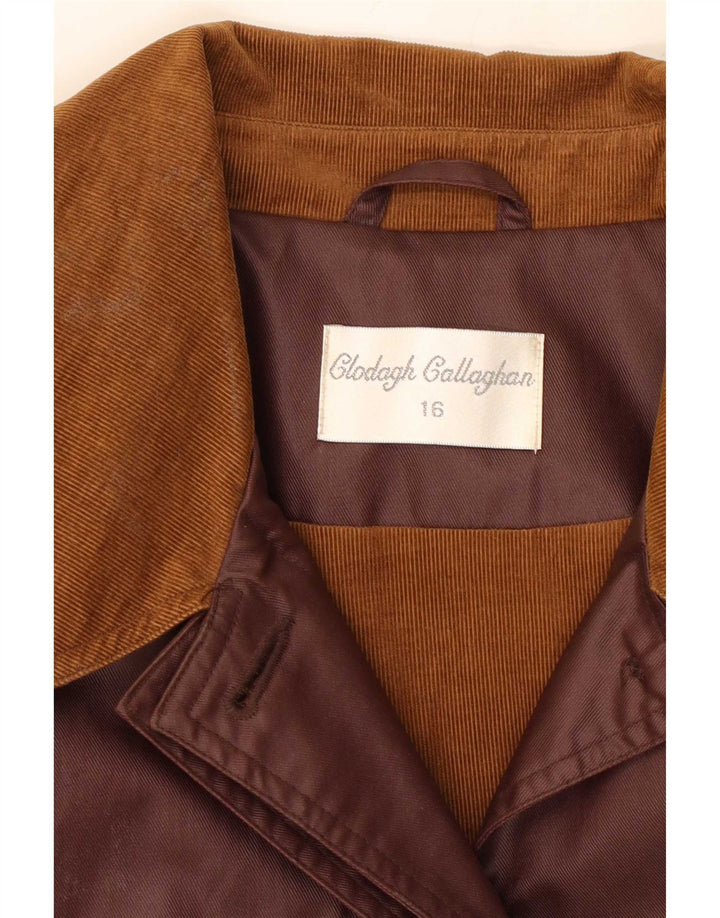 Clodagh Callaghan Womens Trench Coat UK 16 Large Brown Polyester