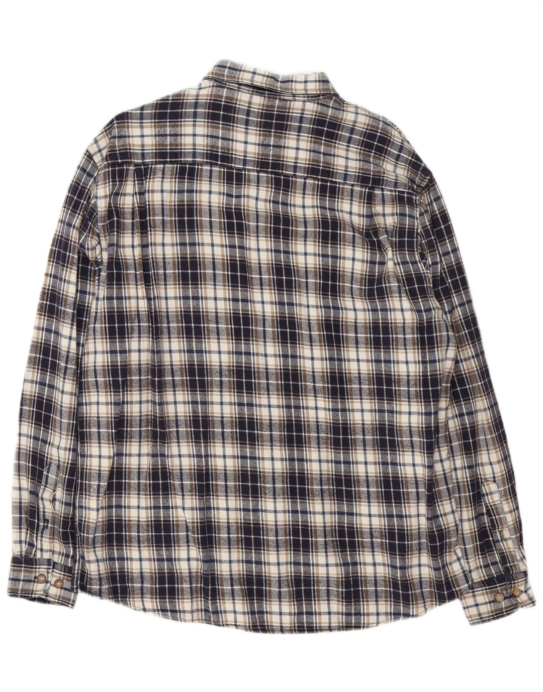 Vintage Mens Flannel Shirt XL Navy Blue Check Cotton