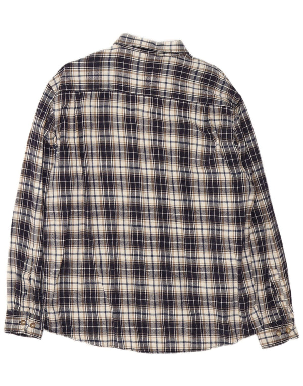 Vintage Mens Flannel Shirt XL Navy Blue Check Cotton