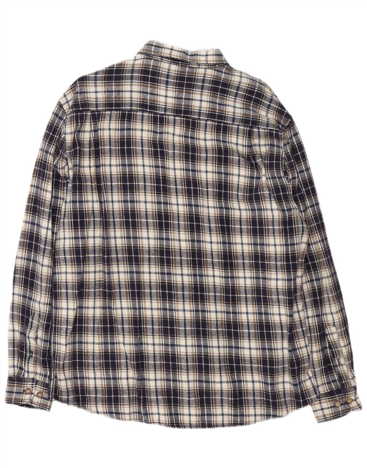 Vintage Mens Flannel Shirt XL Navy Blue Check Cotton