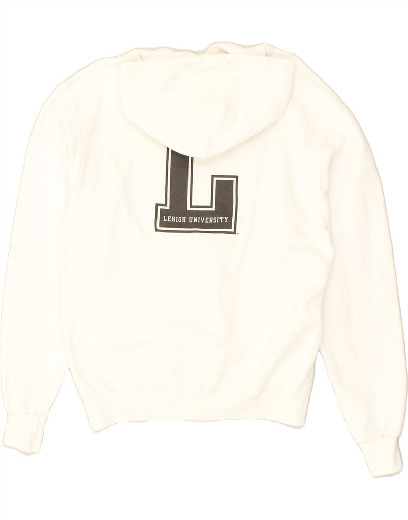 CHAMPION Mens Leligh University Graphic Hoodie Jumper Medium White Cotton | Vintage Champion | Thrift | Second-Hand Champion | Used Clothing | Messina Hembry 