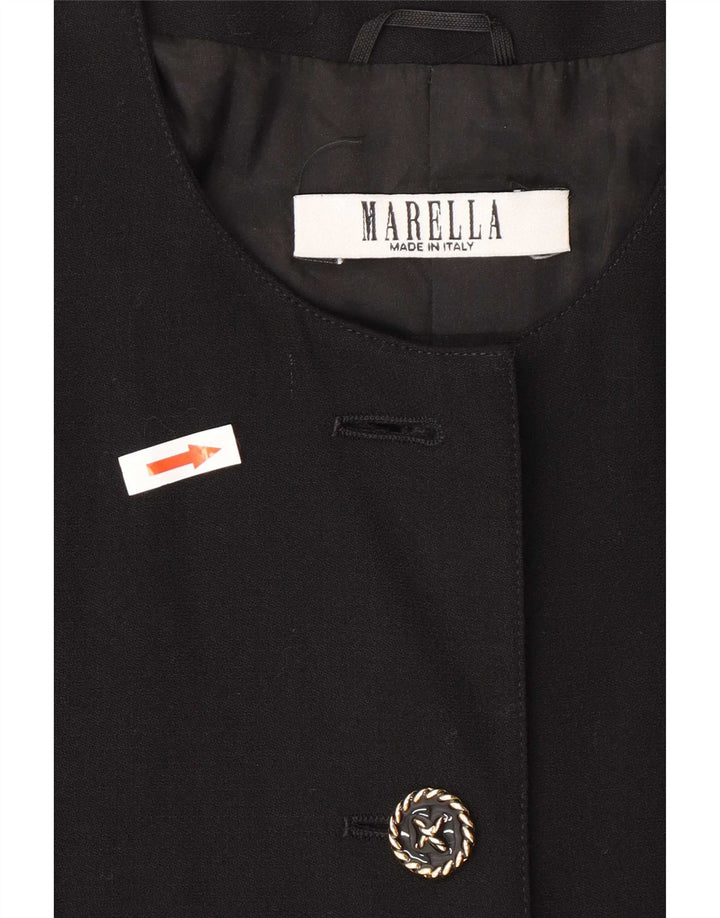 Marella Womens 4 Button Blazer Jacket UK 12 Medium Black New Wool
