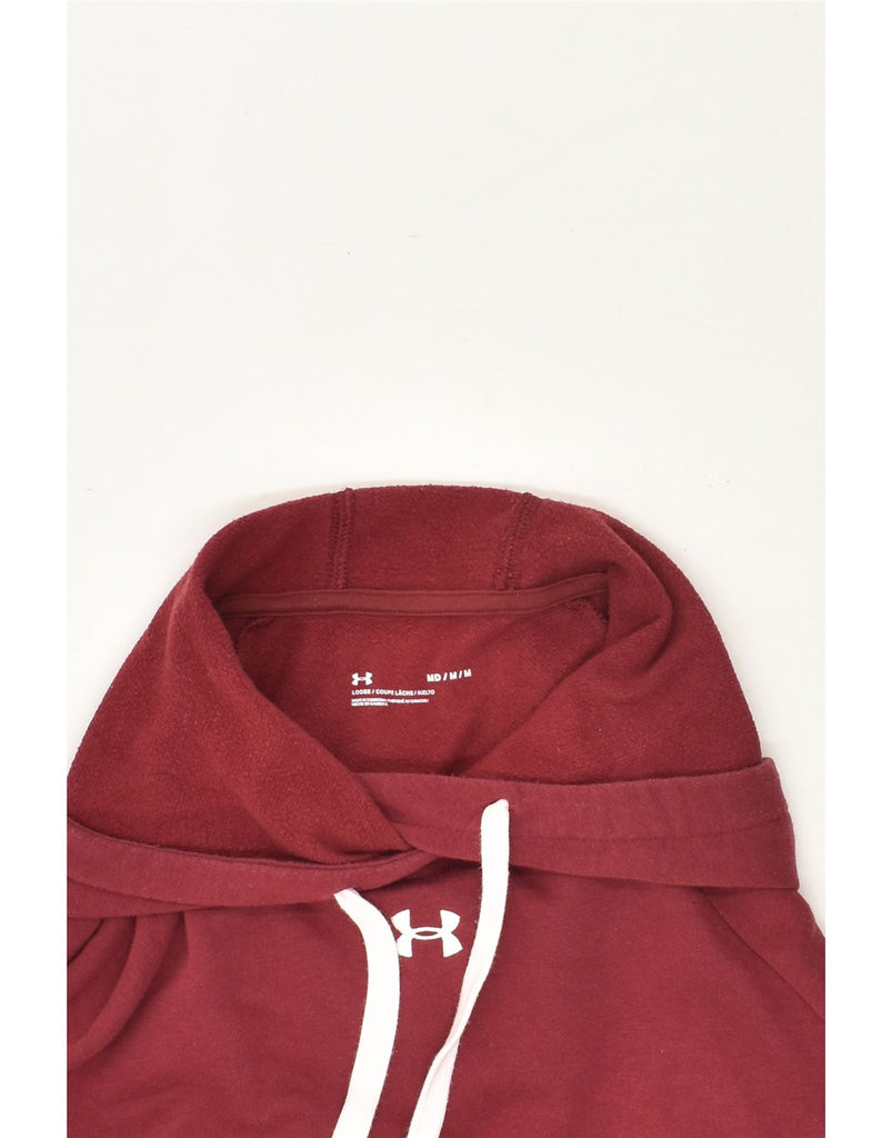 UNDER ARMOUR Womens Hoodie Jumper UK 14 Medium Burgundy Cotton | Vintage Under Armour | Thrift | Second-Hand Under Armour | Used Clothing | Messina Hembry 