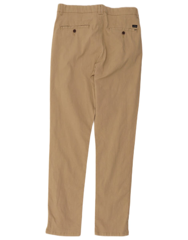 Zara Boys Slim Chino Trousers 13-14 Years W30 L30 Beige Cotton