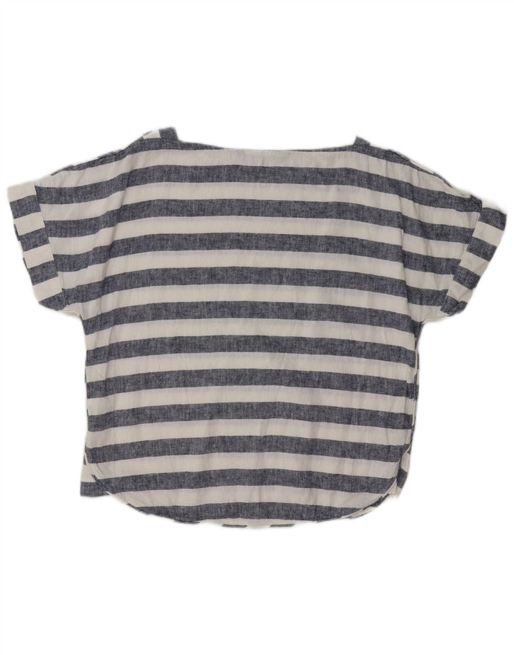 ZARA Womens Oversized Blouse Top UK 6 XS Blue Striped Linen