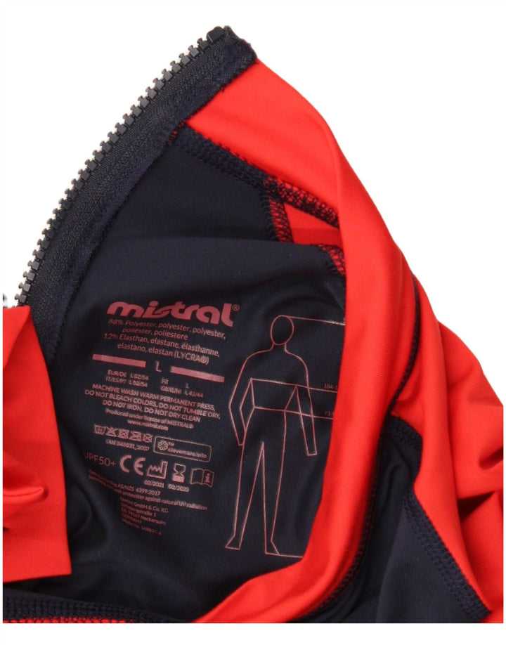 Mistral Mens Graphic Top Long Sleeve Large Navy Blue Colourblock Polyester