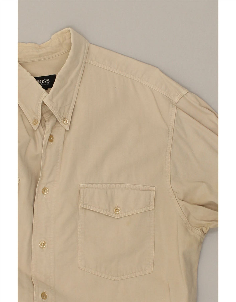 HUGO BOSS Mens Shirt XL Beige | Vintage Hugo Boss | Thrift | Second-Hand Hugo Boss | Used Clothing | Messina Hembry 
