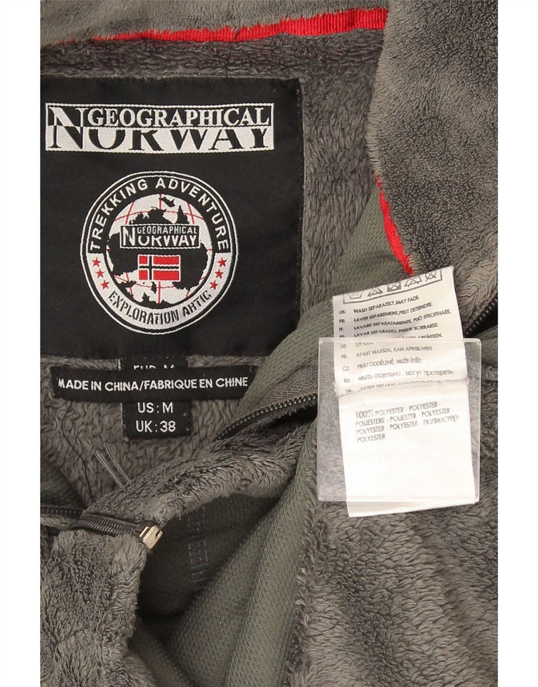 Geographical Norway Mens Fleece Jacket UK 38 Medium Grey Polyester