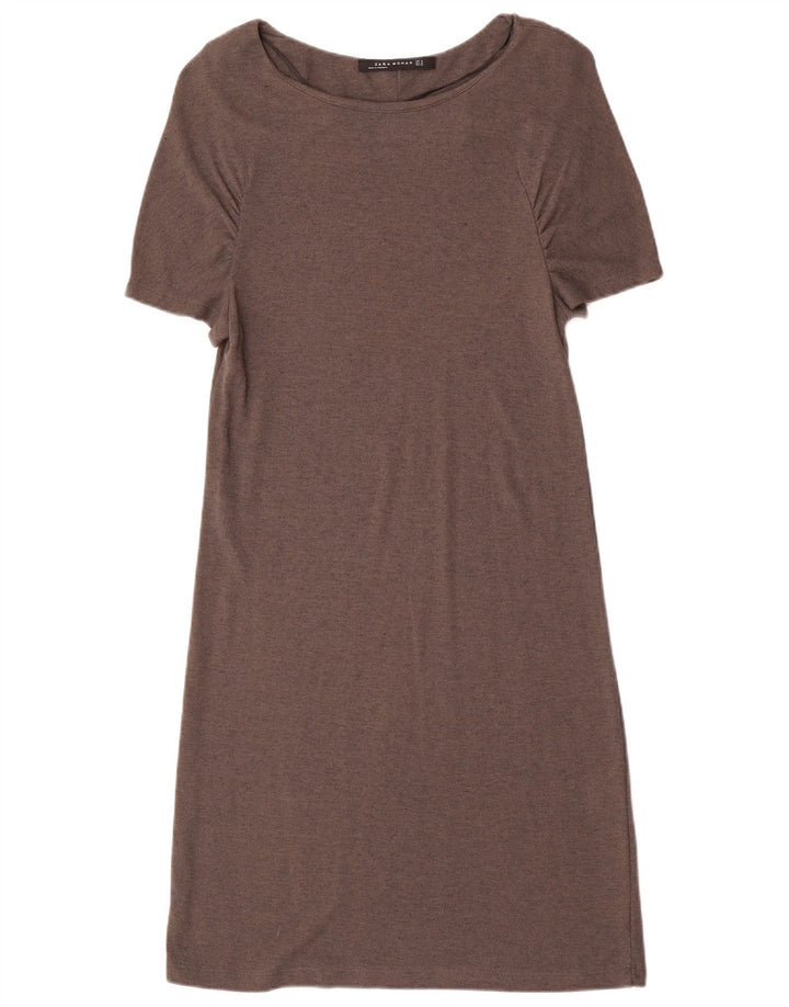 Zara Womens Batwing T-Shirt Dress UK 12 Medium Grey Viscose