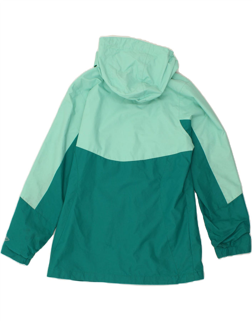 COLUMBIA Girls Hooded Rain Jacket 15-16 Years XL  Green Colourblock Nylon | Vintage Columbia | Thrift | Second-Hand Columbia | Used Clothing | Messina Hembry 