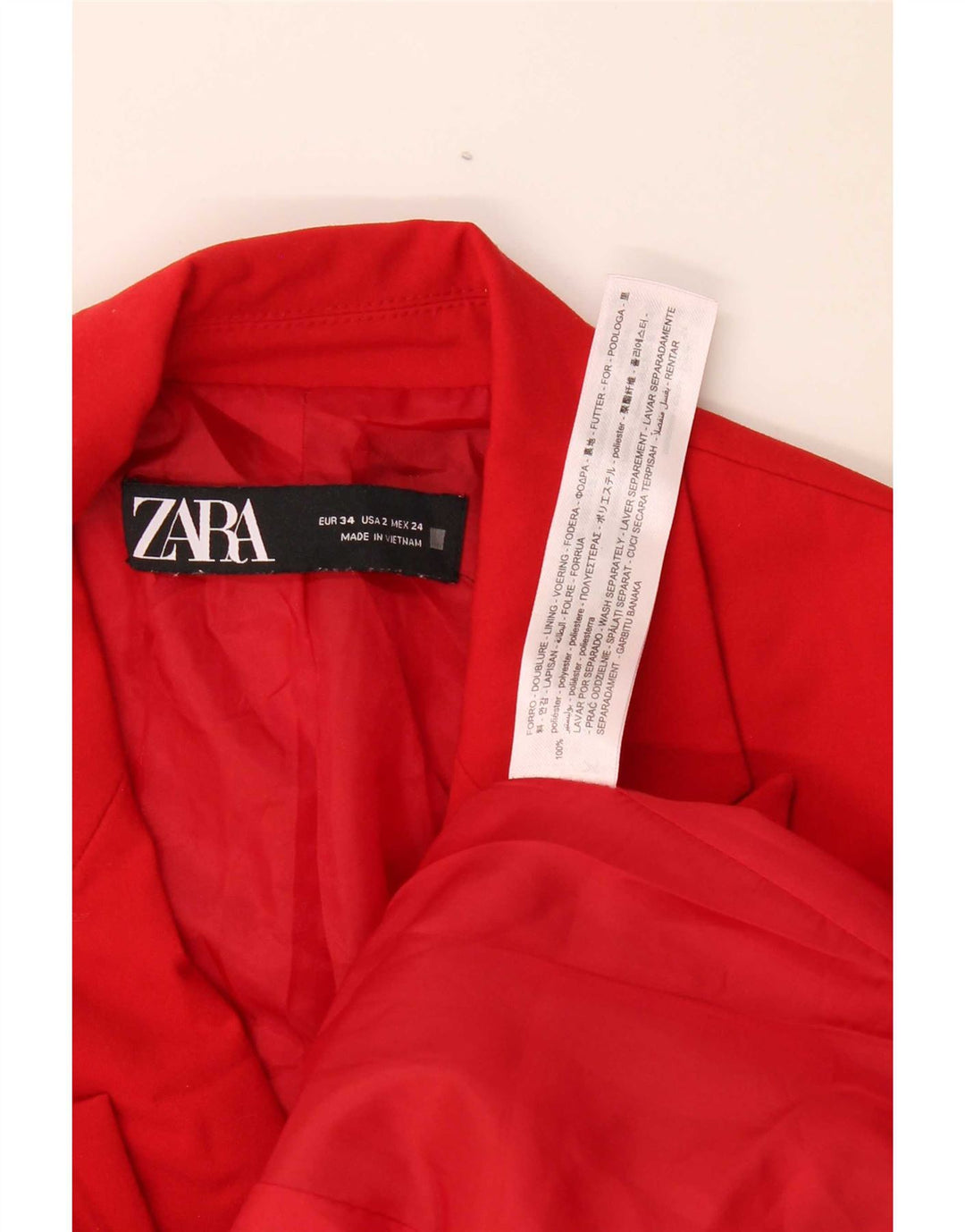 Zara Womens 1 Button Oversized Blazer Jacket EU 34 2XS Red Polyester