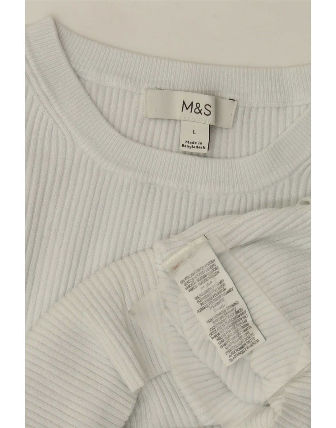 Marks & Spencer Womens T-Shirt Top UK 14 Large White Viscose