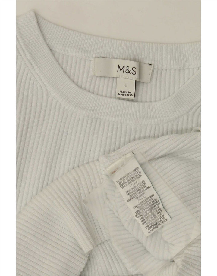 Marks & Spencer Womens T-Shirt Top UK 14 Large White Viscose