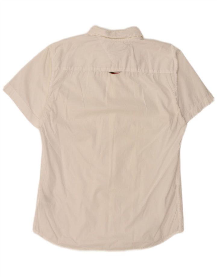 Tommy Hilfiger Mens Short Sleeve Slim Fit Shirt Medium White Cotton