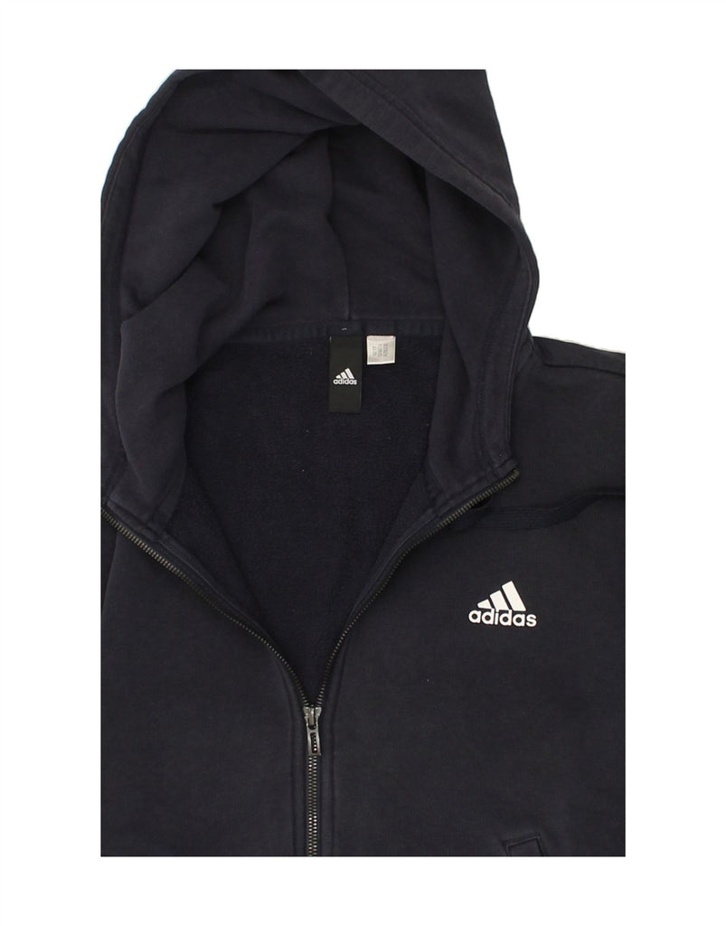 ADIDAS Womens Zip Hoodie Sweater UK 18 XL Navy Blue Cotton | Vintage Adidas | Thrift | Second-Hand Adidas | Used Clothing | Messina Hembry 