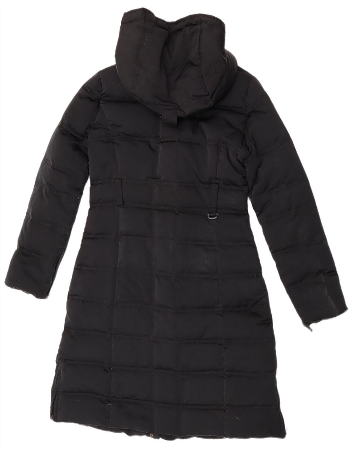 Zara Womens Hooded Padded Coat UK 12 Medium Black Nylon