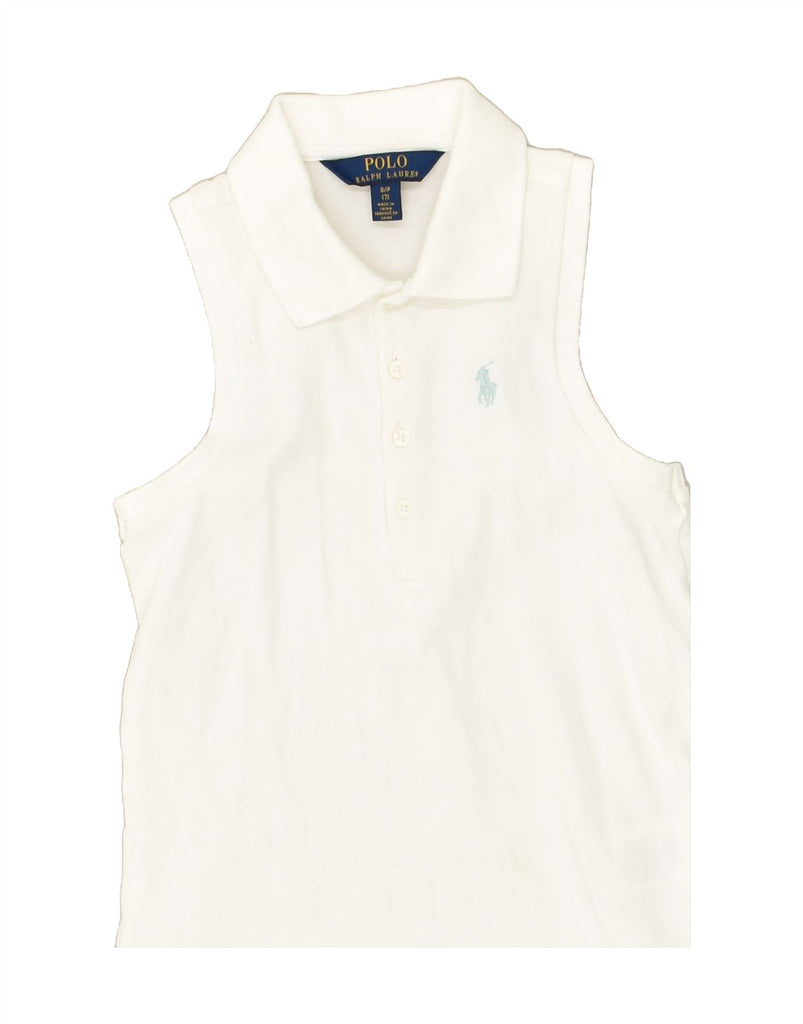 POLO RALPH LAUREN Girls Sleeveless Polo Shirt 6-7 Years Small  White | Vintage Polo Ralph Lauren | Thrift | Second-Hand Polo Ralph Lauren | Used Clothing | Messina Hembry 