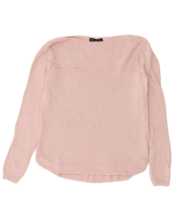 Marks & Spencer Womens Oversized Boat Neck Jumper Sweater UK 10 Small Pink