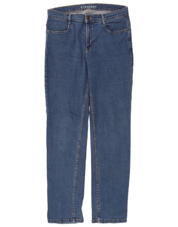 Marks & Spencer Womens Straight Jeans UK 12 Medium W30 L30 Blue Cotton
