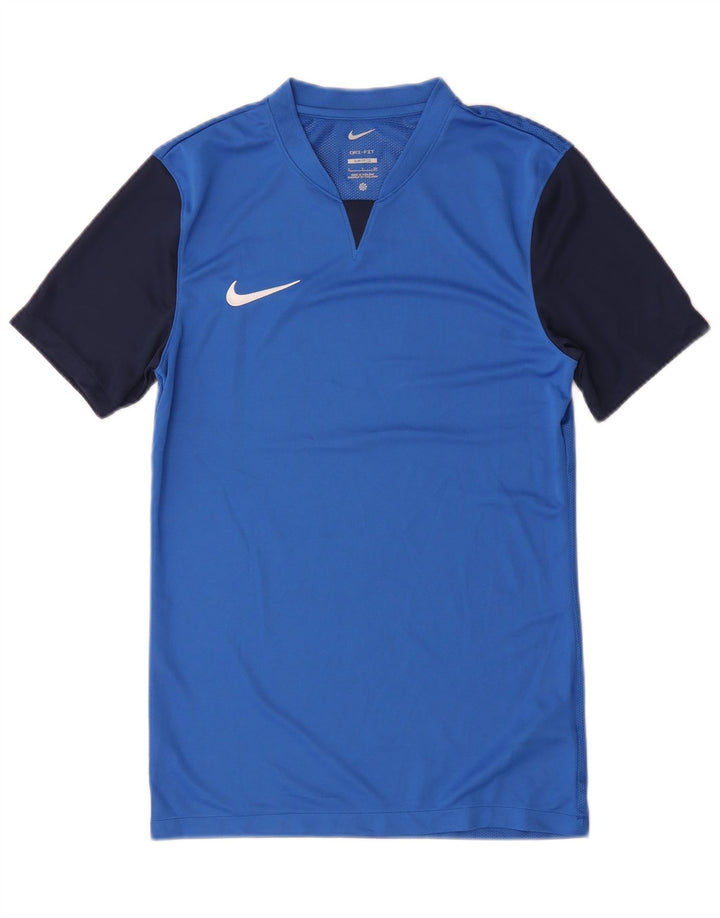 Nike Mens Dri Fit Slim Fit T-Shirt Top Small Blue Colourblock Polyester