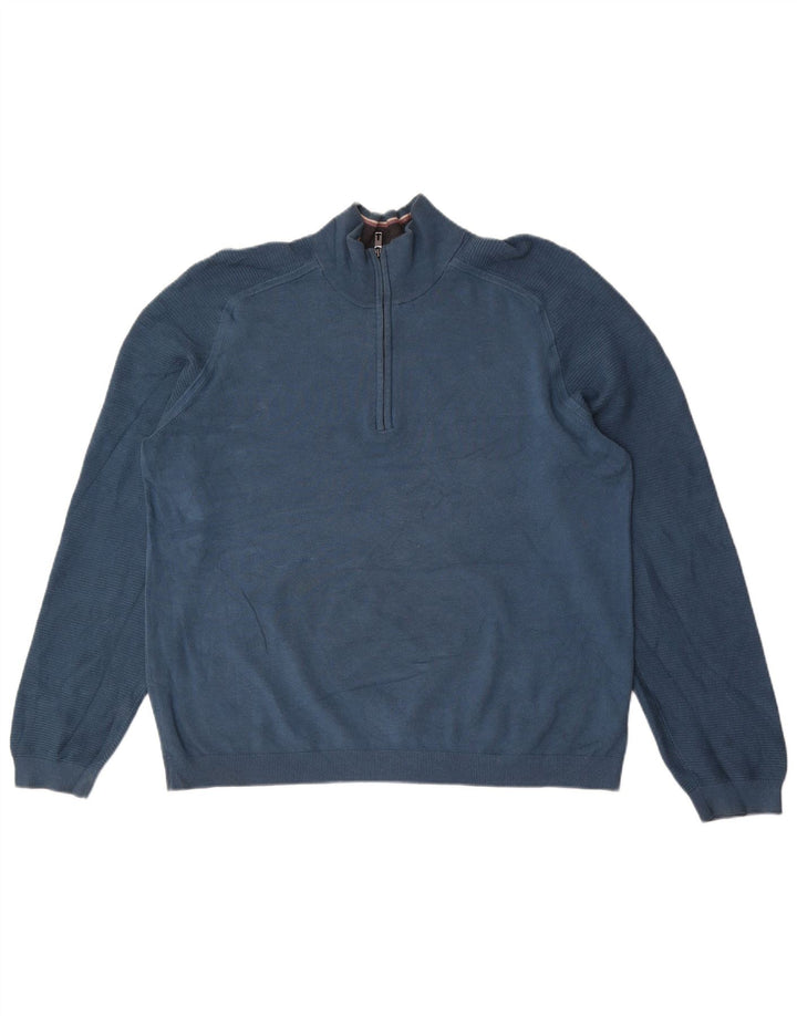 Ted Baker Mens Zip Neck Jumper Sweater Size 6 2XL Blue Viscose