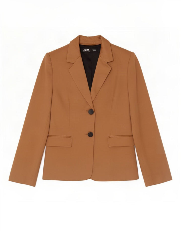 Marks & Spencer Womens 2 Button Blazer Jacket UK 4 XS Brown Viscose
