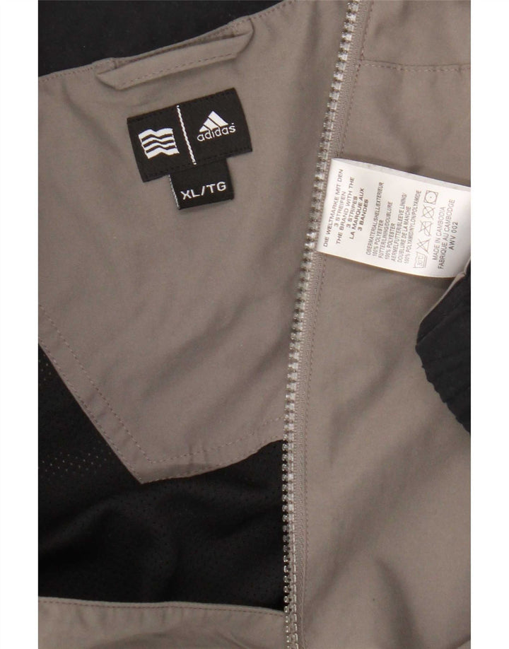 Adidas Mens Zip Neck Pullover Tracksuit Top XL Grey Colourblock Polyester