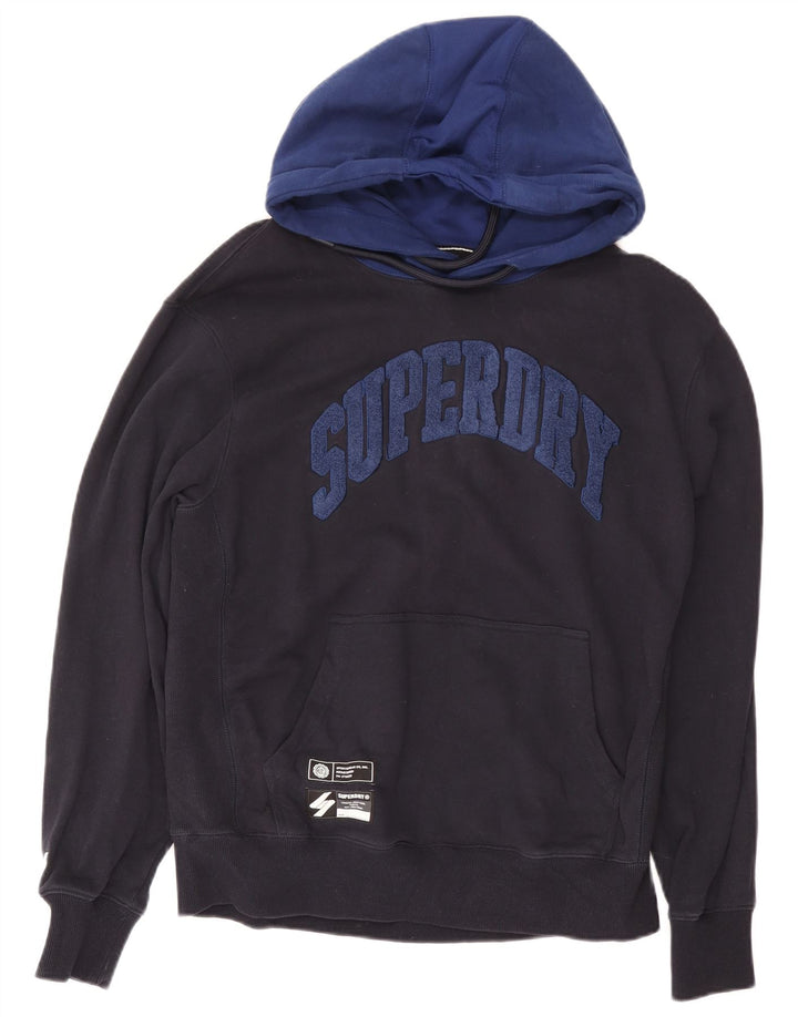 Superdry Mens Graphic Hoodie Jumper XL Navy Blue Cotton
