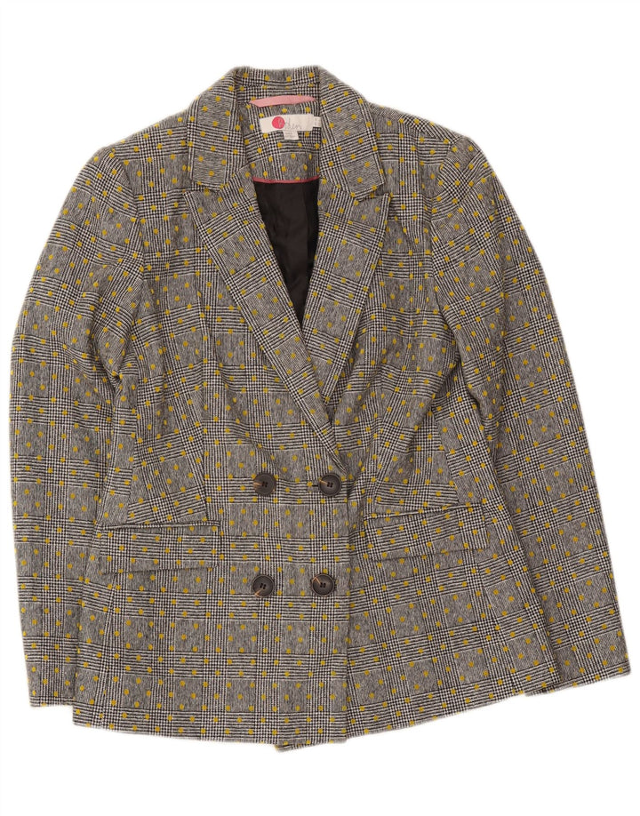 Boden Womens Double Breasted Blazer Jacket UK 10 Small Grey Spotted Wool