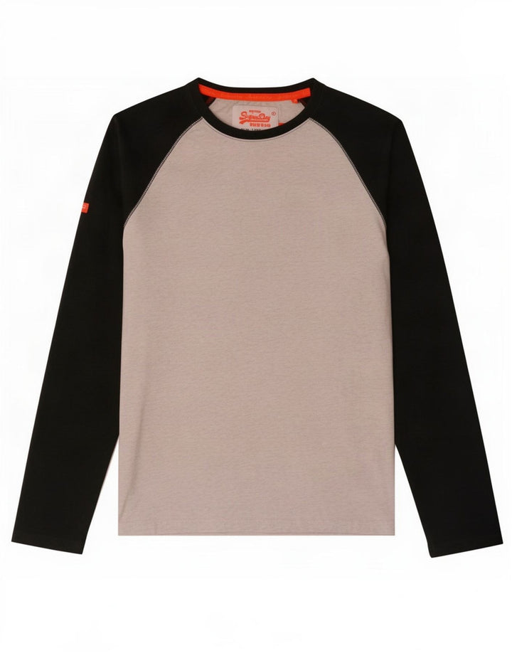 Superdry Mens Top Long Sleeve Medium Grey Colourblock Cotton