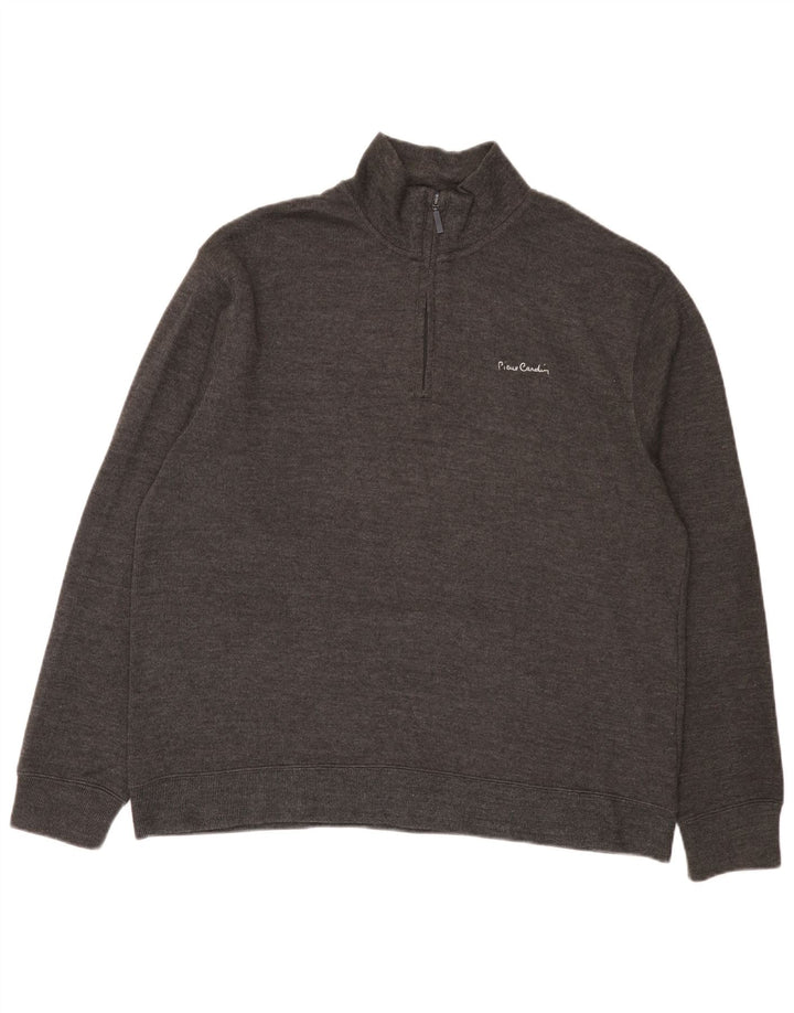 Pierre Cardin Mens Zip Neck Sweatshirt Jumper 2XL Grey Cotton
