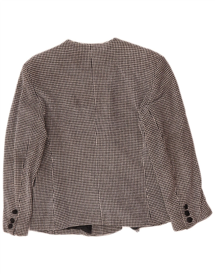 Vintage Womens Double Breasted Blazer Jacket UK 14 Medium Black Houndstooth
