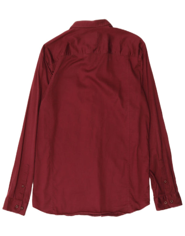 Jack & Jones Mens Shirt Size 40 Medium Burgundy Cotton
