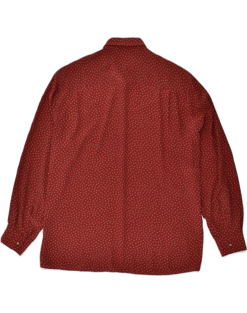 VINTAGE Mens Shirt Size 41 Large Burgundy Polka Dot Polyester | Vintage Vintage | Thrift | Second-Hand Vintage | Used Clothing | Messina Hembry 