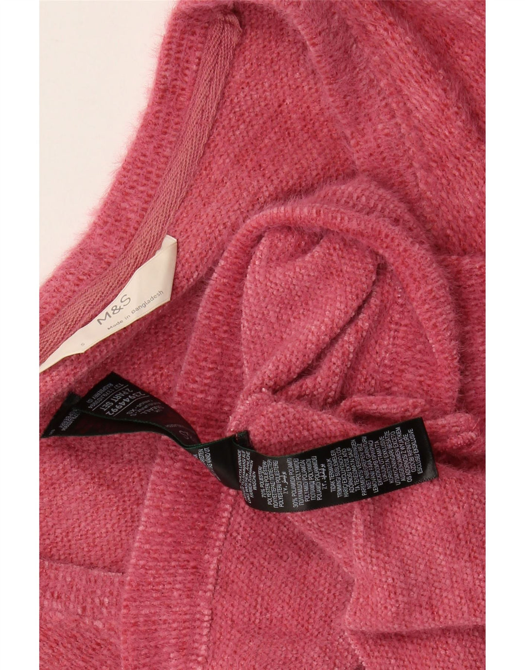 Marks & Spencer Womens Crop V-Neck Jumper Sweater UK 10 Small Pink