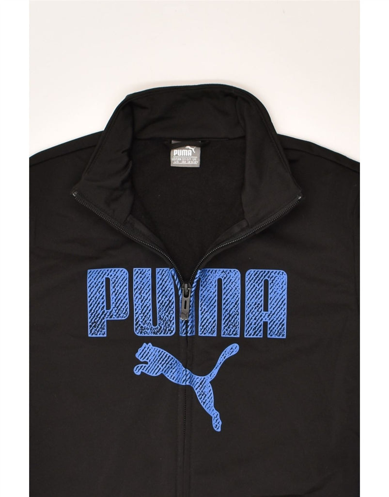 PUMA Boys Graphic Tracksuit Top Jacket 11-12 Years Black Colourblock | Vintage Puma | Thrift | Second-Hand Puma | Used Clothing | Messina Hembry 