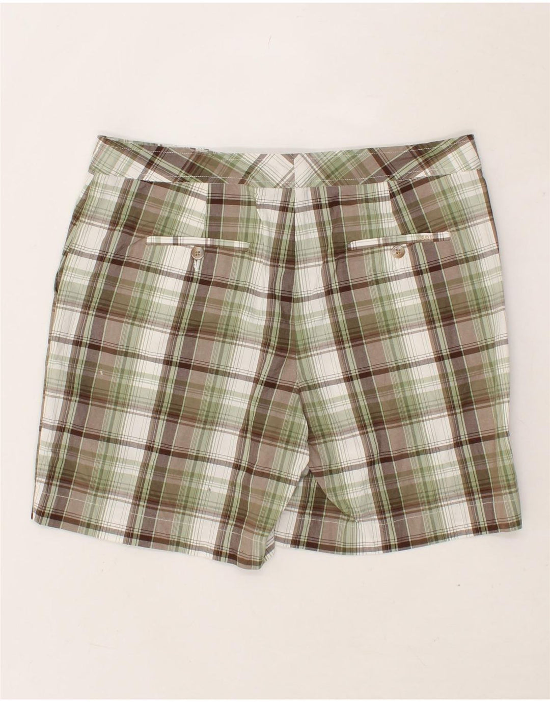 IZOD Womens Chino Shorts US 10 Large W32 Green Check Cotton Vintage Izod and Second-Hand Izod from Messina Hembry 