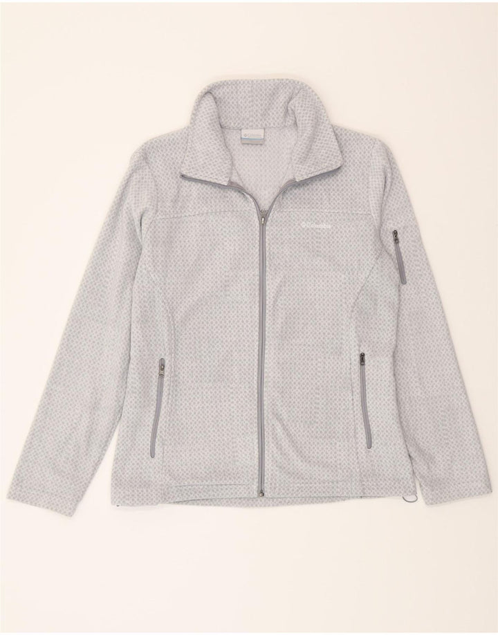 COLUMBIA Womens Fleece Jacket UK 16 Large Grey Spotted Polyester Vintage Columbia and Second-Hand Columbia from Messina Hembry 