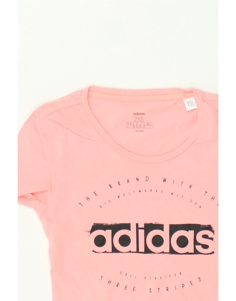 ADIDAS Womens Graphic T-Shirt Top UK 0/2 2XS Pink | Vintage Adidas | Thrift | Second-Hand Adidas | Used Clothing | Messina Hembry 