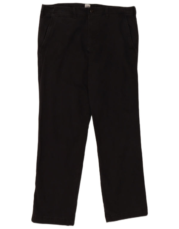 Gap Mens Straight Chino Trousers W36 L32 Black Cotton