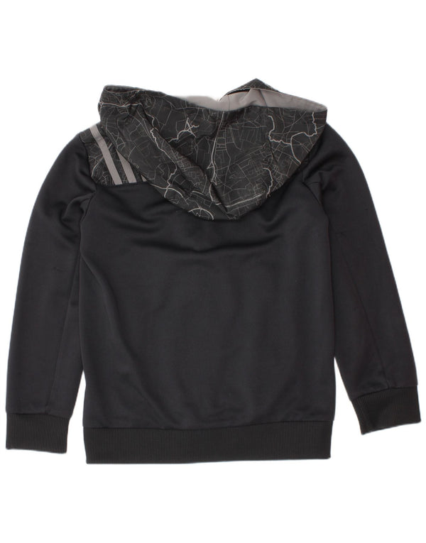 Adidas Boys Munster Rugby Zip Hoodie Sweater 7-8 Years Black Geometric