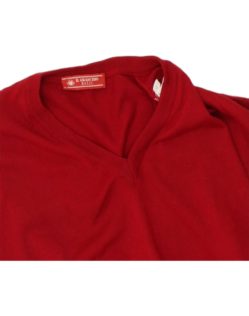 IL GRANCHIO Mens V-Neck Jumper Sweater Large Red Wool | Vintage Il Granchio | Thrift | Second-Hand Il Granchio | Used Clothing | Messina Hembry 