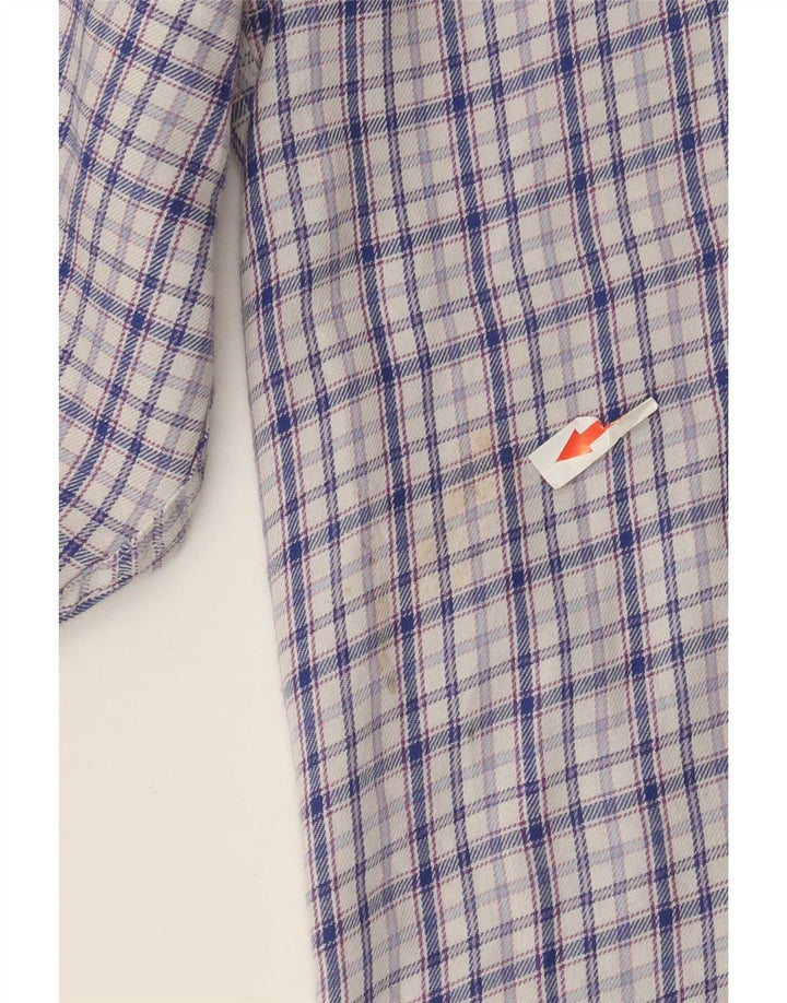 James Pringle Mens Flannel Shirt Large Blue Check Polyester