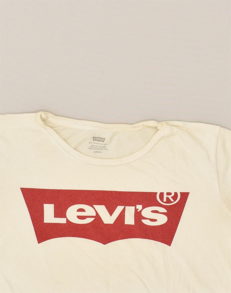 LEVI'S Womens Graphic T-Shirt Top UK 10 Small Off White Cotton | Vintage Levi's | Thrift | Second-Hand Levi's | Used Clothing | Messina Hembry 