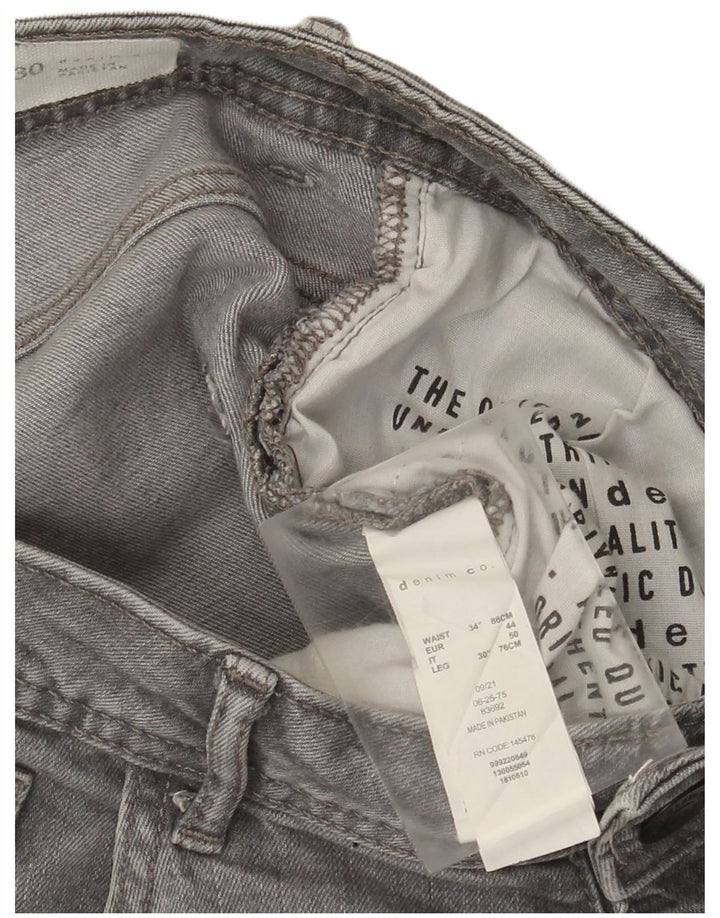 Denim & Co Mens Slim Jeans W34 L30 Grey Cotton