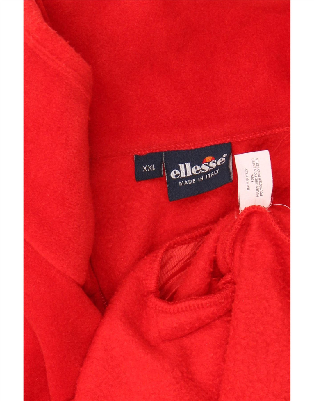 ELLESSE Mens Zip Neck Fleece Jumper 2XL Red Polyester